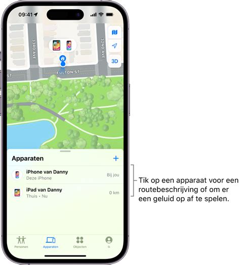 Een apparaat zoeken in Zoek mijn op de iPhone